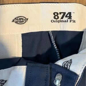 Dickies navy work pants with logo patch
